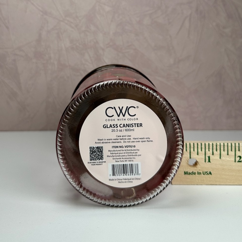 CWC Cook with Color Cherry Pattern Glass Jar with Dark Lid - Picture 10 of 15